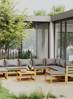 VidaXL 11-delige Loungeset met kussens massief acaciahout