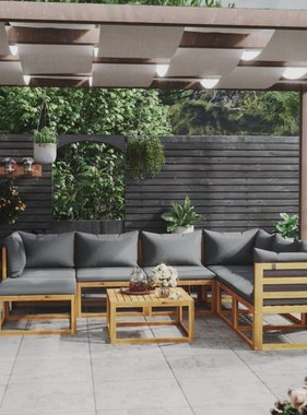 VidaXL 8-delige Loungeset met kussens massief acaciahout