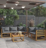VidaXL 6-delige Loungeset met kussens massief acaciahout