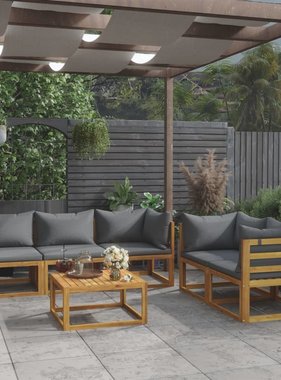 VidaXL 6-delige Loungeset met kussens massief acaciahout