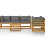 VidaXL 6-delige Loungeset met kussens massief acaciahout