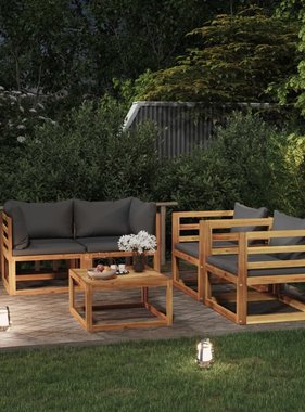 VidaXL 5-delige Loungeset met kussens massief acaciahout