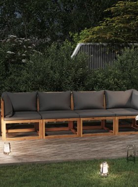 VidaXL Tuinbank met kussen 4-zits massief acaciahout