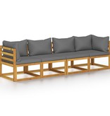 VidaXL Tuinbank met kussen 4-zits massief acaciahout