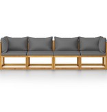 VidaXL Tuinbank met kussen 4-zits massief acaciahout