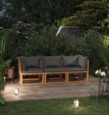 VidaXL Tuinbank met kussen 3-zits massief acaciahout