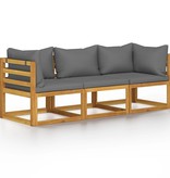 VidaXL Tuinbank met kussen 3-zits massief acaciahout