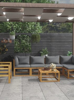 VidaXL 7-delige Loungeset met kussens massief acaciahout