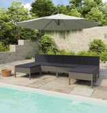 VidaXL 6-delige Loungeset met kussens poly rattan grijs