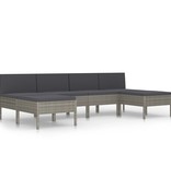 VidaXL 6-delige Loungeset met kussens poly rattan grijs