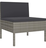 VidaXL 6-delige Loungeset met kussens poly rattan grijs