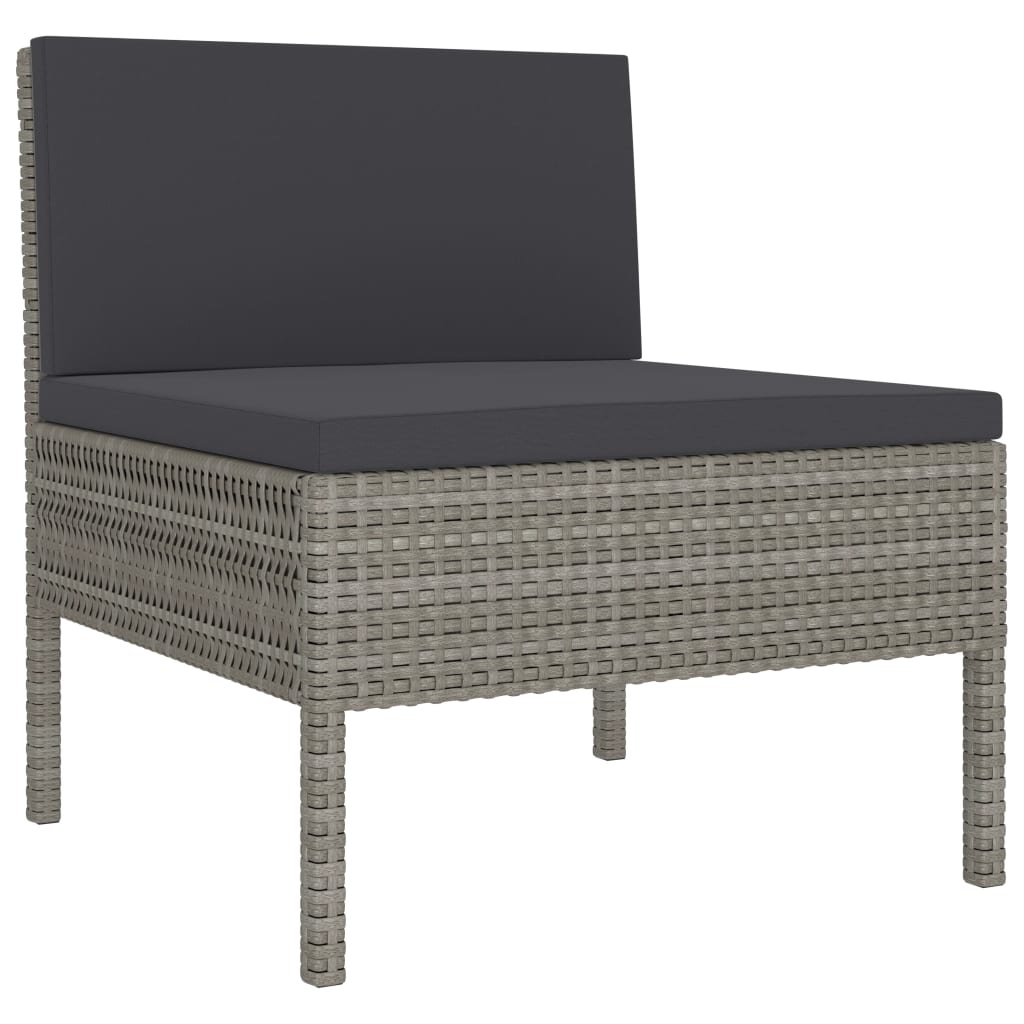 VidaXL 6-delige Loungeset met kussens poly rattan grijs