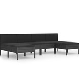 vidaXL 6-delige Loungeset met kussens poly rattan zwart