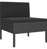 vidaXL 6-delige Loungeset met kussens poly rattan zwart