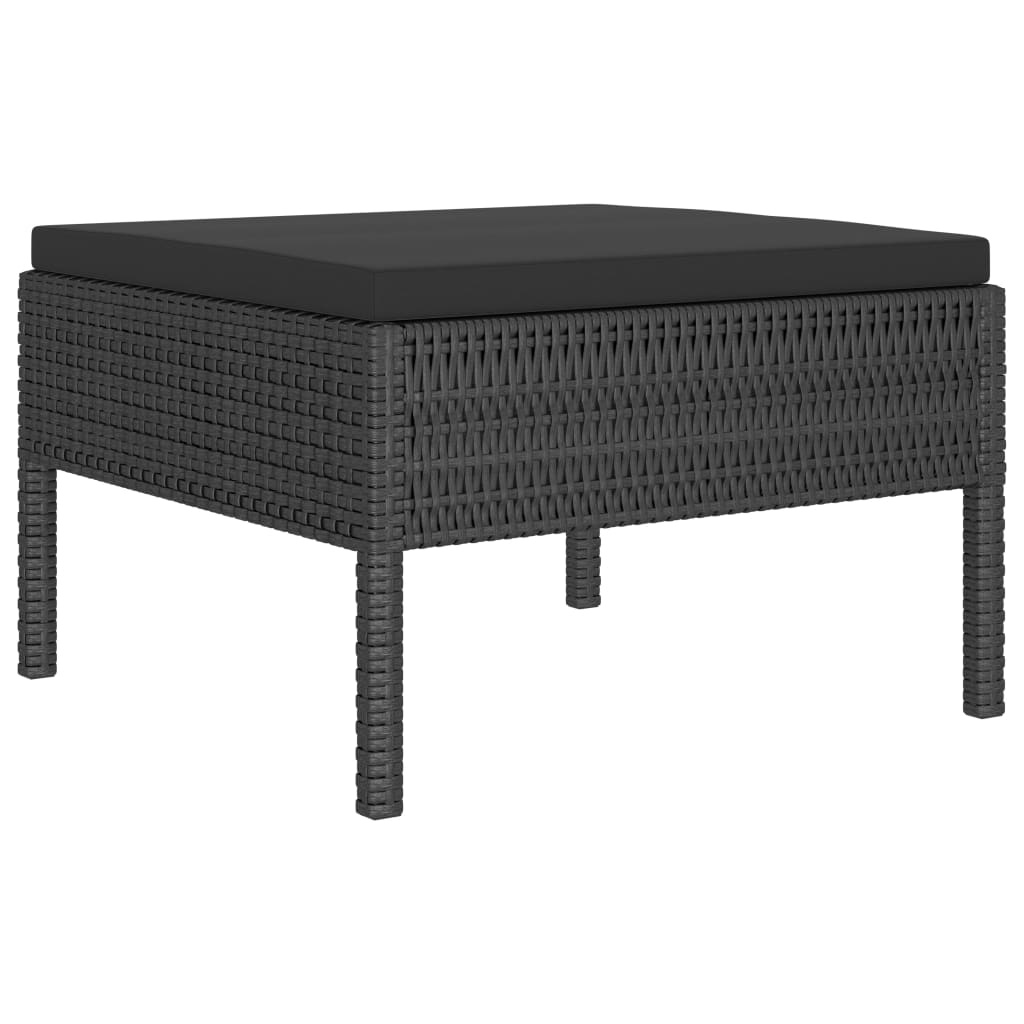 VidaXL 6-delige Loungeset met kussens poly rattan zwart