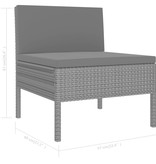 vidaXL 6-delige Loungeset met kussens poly rattan zwart