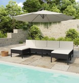 vidaXL 6-delige Loungeset met kussens poly rattan zwart