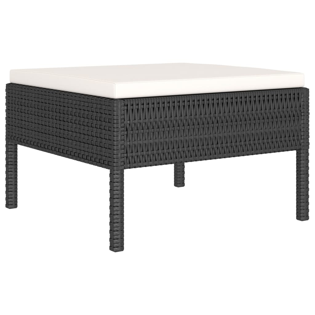 vidaXL 6-delige Loungeset met kussens poly rattan zwart