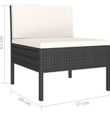 VidaXL 6-delige Loungeset met kussens poly rattan zwart
