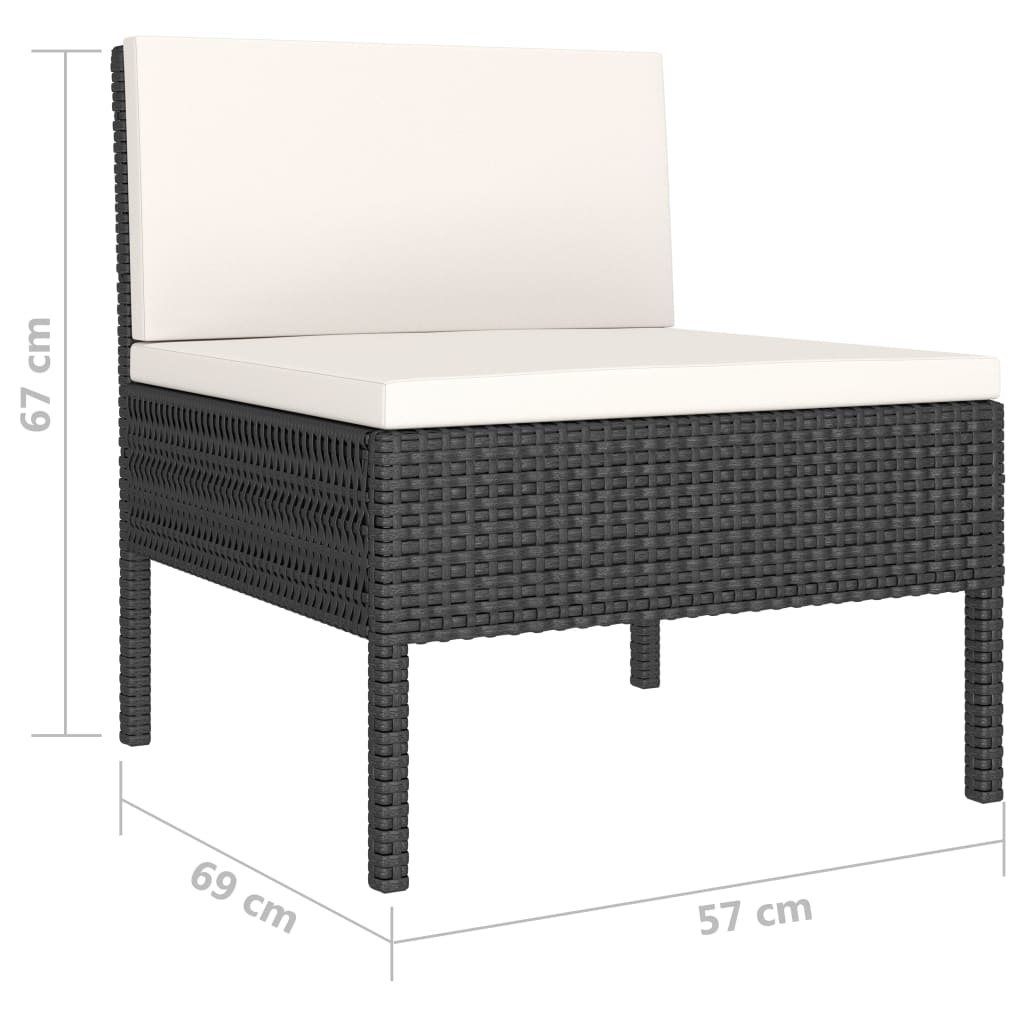 vidaXL 6-delige Loungeset met kussens poly rattan zwart