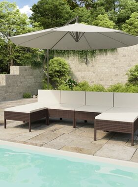VidaXL 6-delige Loungeset met kussens poly rattan bruin