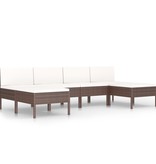 VidaXL 6-delige Loungeset met kussens poly rattan bruin