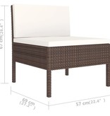 VidaXL 6-delige Loungeset met kussens poly rattan bruin