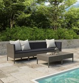 VidaXL 6-delige Loungeset met kussens poly rattan grijs