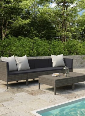 VidaXL 6-delige Loungeset met kussens poly rattan grijs