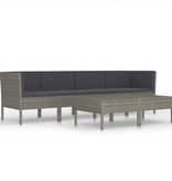 VidaXL 6-delige Loungeset met kussens poly rattan grijs