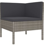 VidaXL 6-delige Loungeset met kussens poly rattan grijs