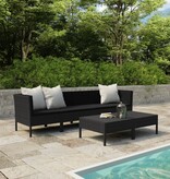 VidaXL 6-delige Loungeset met kussens poly rattan zwart