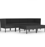 VidaXL 6-delige Loungeset met kussens poly rattan zwart