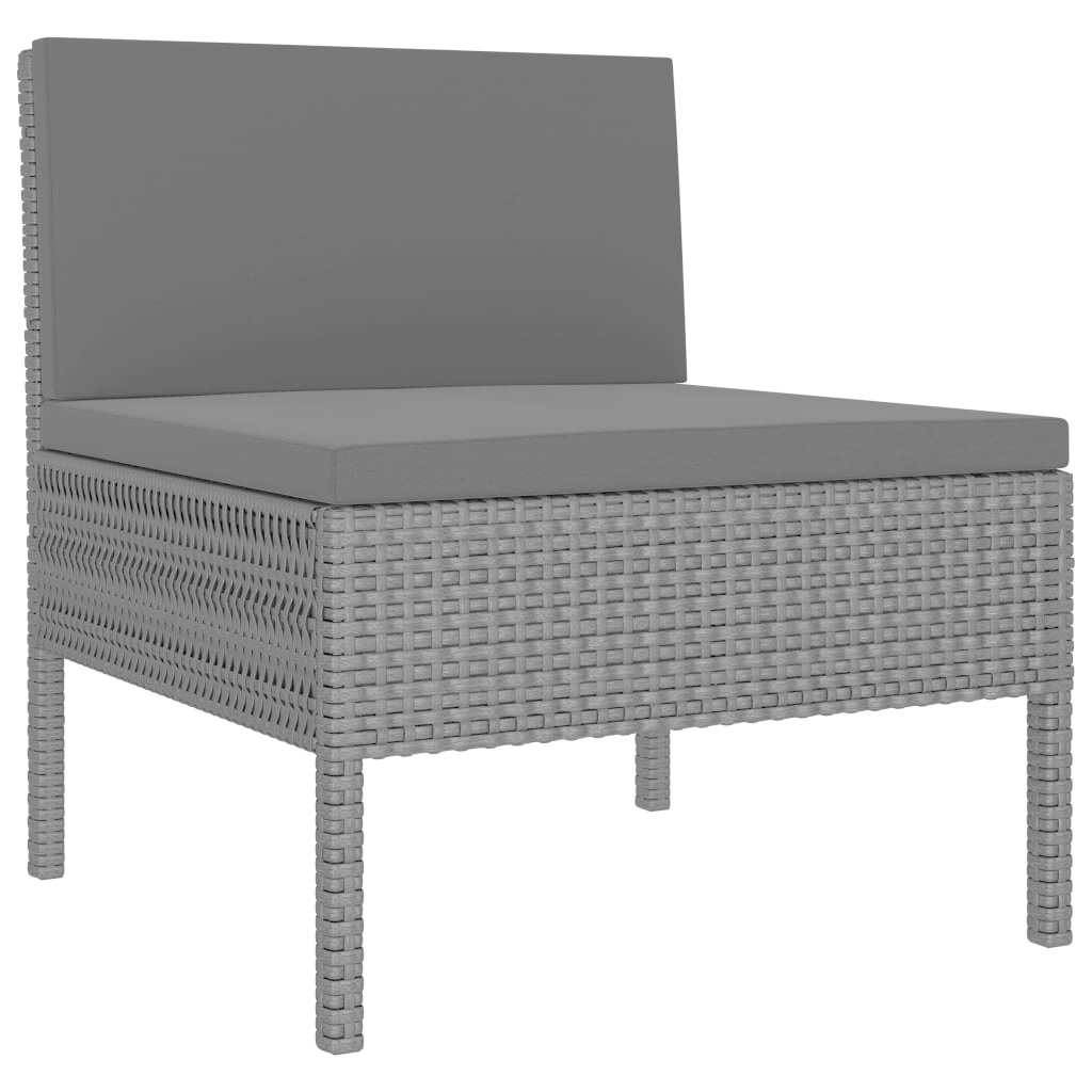 VidaXL 6-delige Loungeset met kussens poly rattan zwart