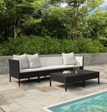 VidaXL 6-delige Loungeset met kussens poly rattan zwart