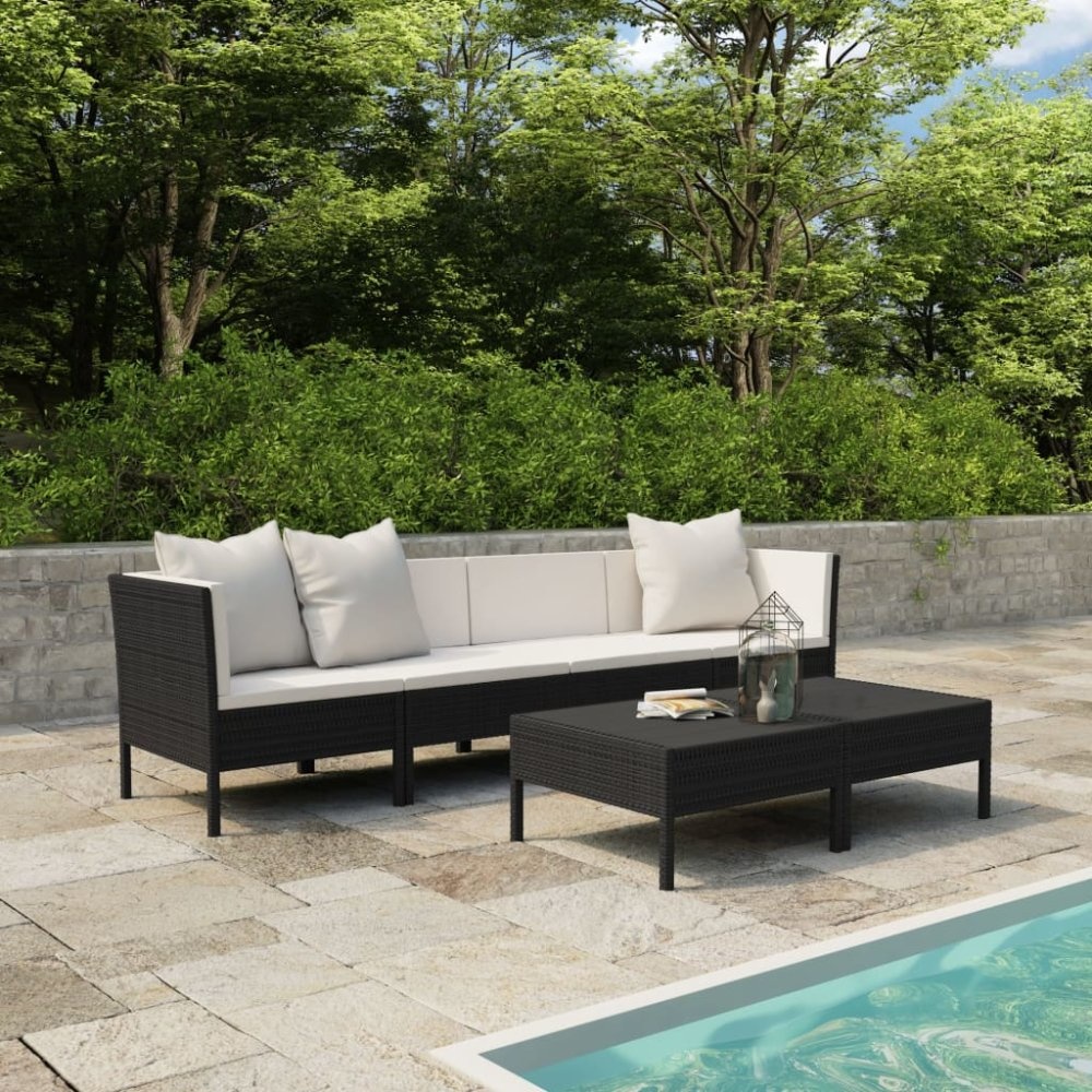 VidaXL 6-delige Loungeset met kussens poly rattan zwart