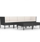 VidaXL 6-delige Loungeset met kussens poly rattan zwart