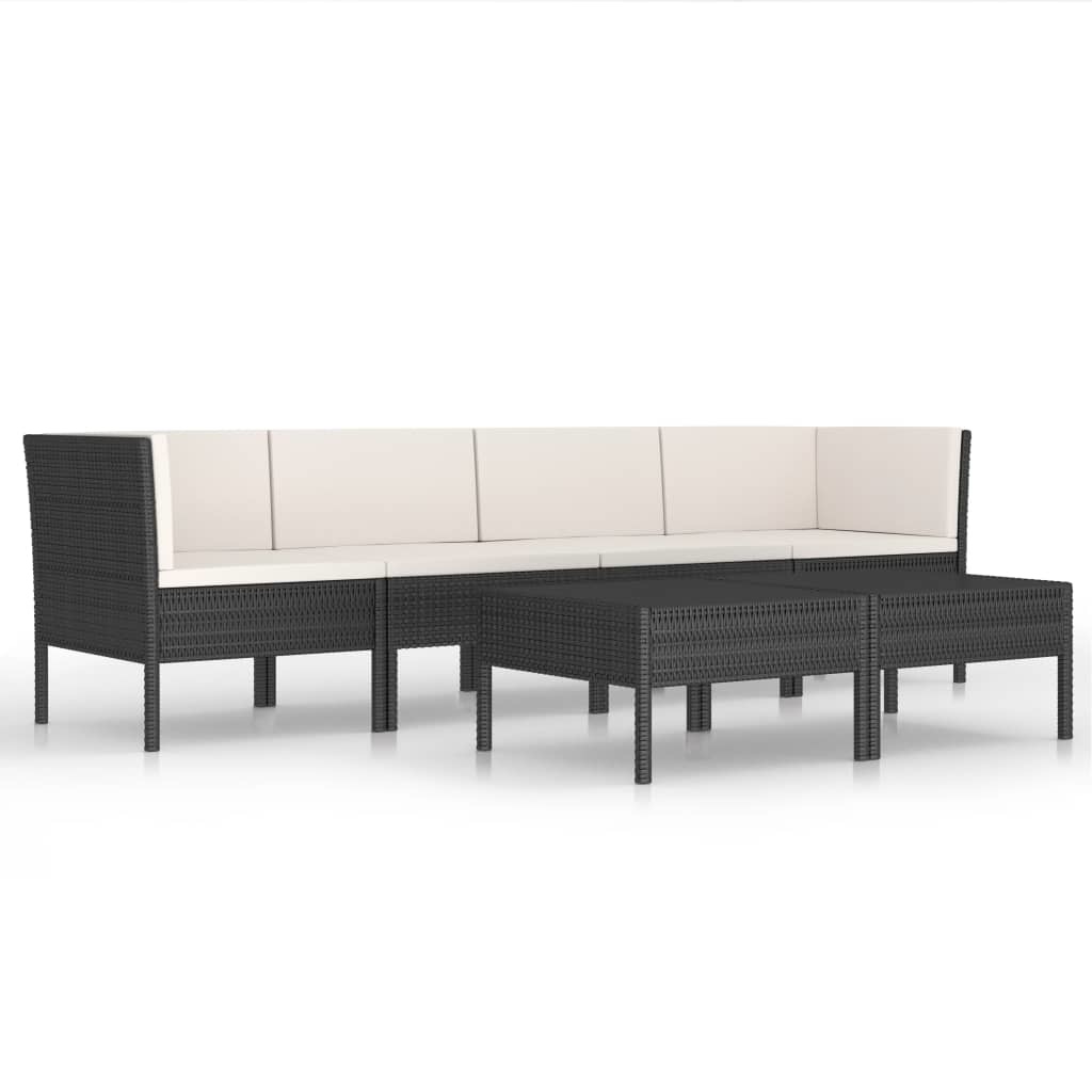 VidaXL 6-delige Loungeset met kussens poly rattan zwart