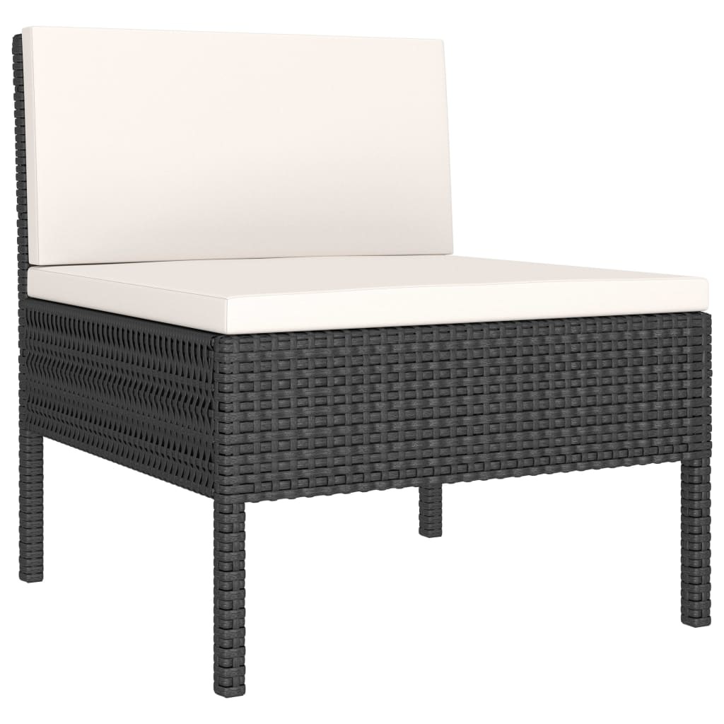 VidaXL 6-delige Loungeset met kussens poly rattan zwart