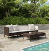VidaXL 6-delige Loungeset met kussens poly rattan bruin