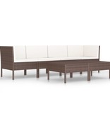 VidaXL 6-delige Loungeset met kussens poly rattan bruin
