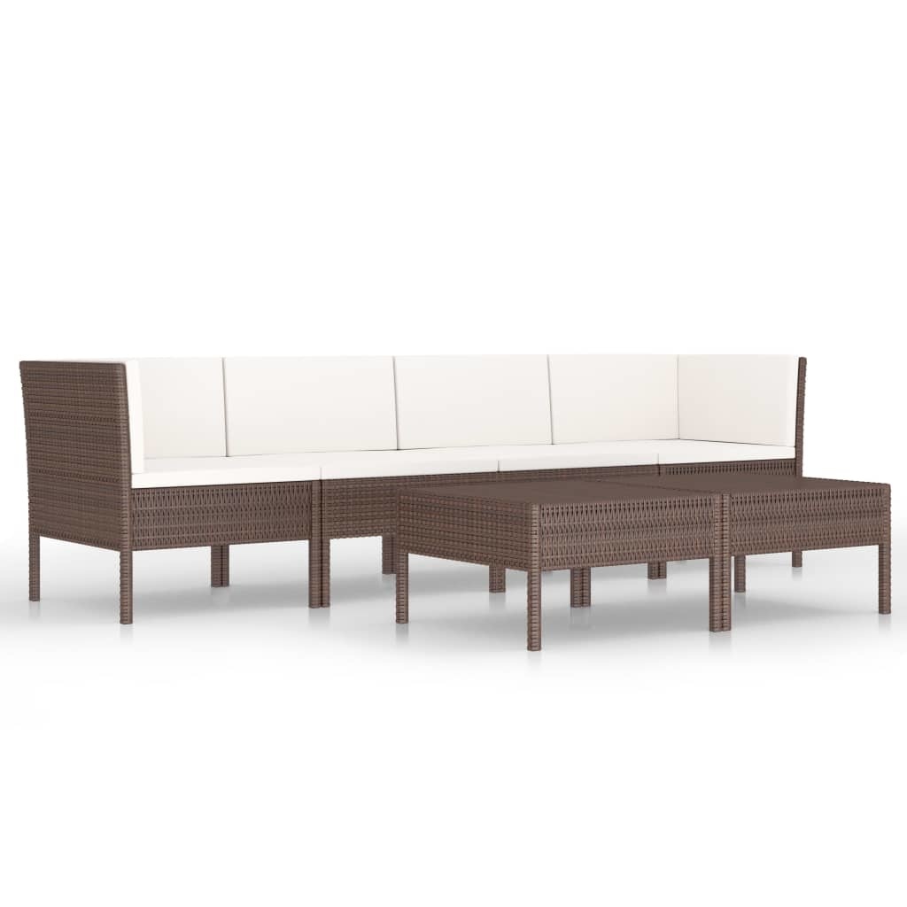 VidaXL 6-delige Loungeset met kussens poly rattan bruin