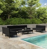 vidaXL 10-delige Loungeset met kussens poly rattan zwart