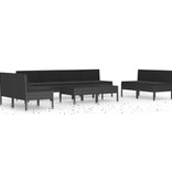 vidaXL 10-delige Loungeset met kussens poly rattan zwart