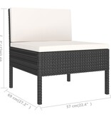 vidaXL 10-delige Loungeset met kussens poly rattan zwart