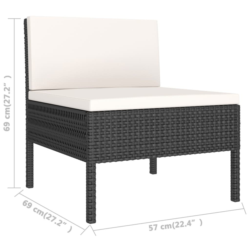 VidaXL 10-delige Loungeset met kussens poly rattan zwart