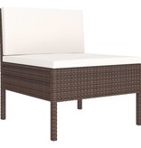 vidaXL 10-delige Loungeset met kussens poly rattan bruin