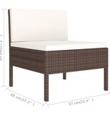 VidaXL 10-delige Loungeset met kussens poly rattan bruin