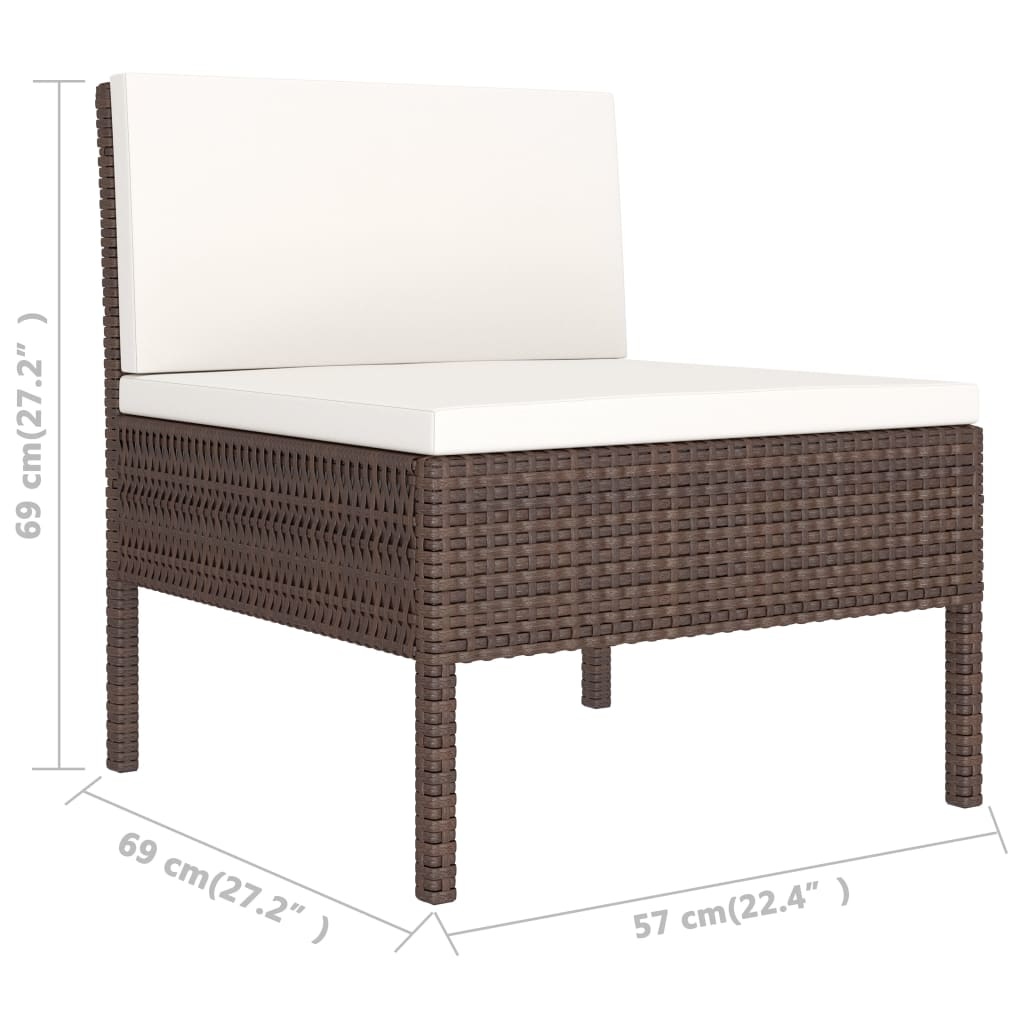 vidaXL 10-delige Loungeset met kussens poly rattan bruin