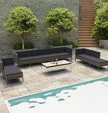 vidaXL 10-delige Loungeset met kussens poly rattan grijs